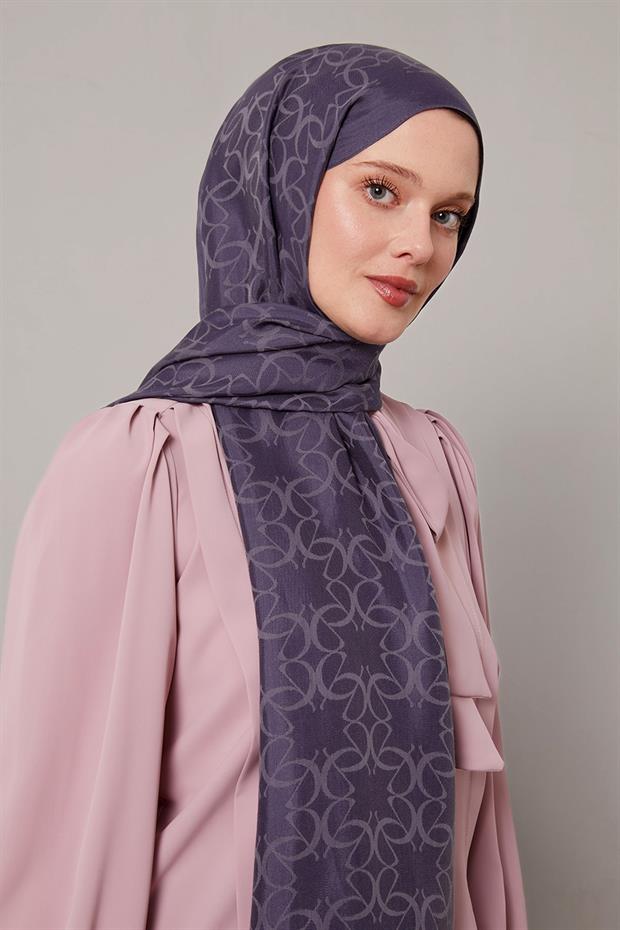 Kot Mavi Geometrik Desen Grazia Şal