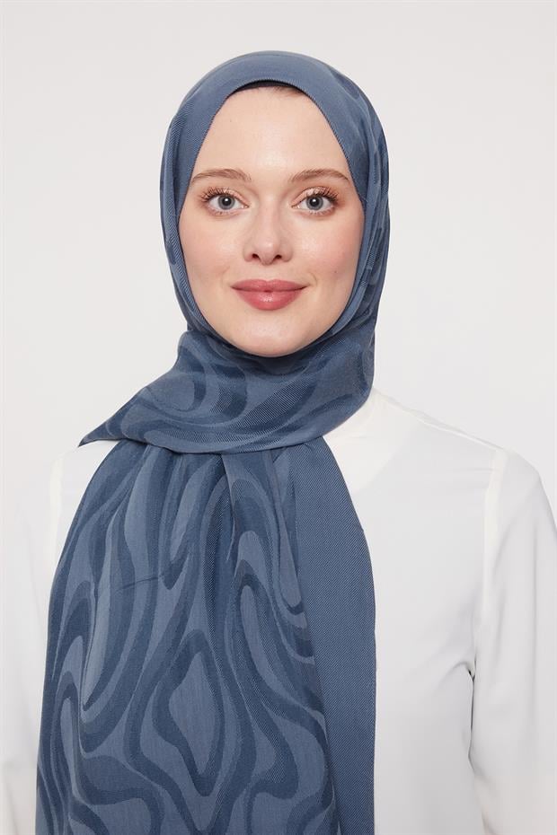 Kot Mavi Soyut Desen Grazia Şal