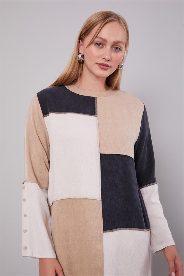 Koyu Bej Çift Renkli İkili Takım