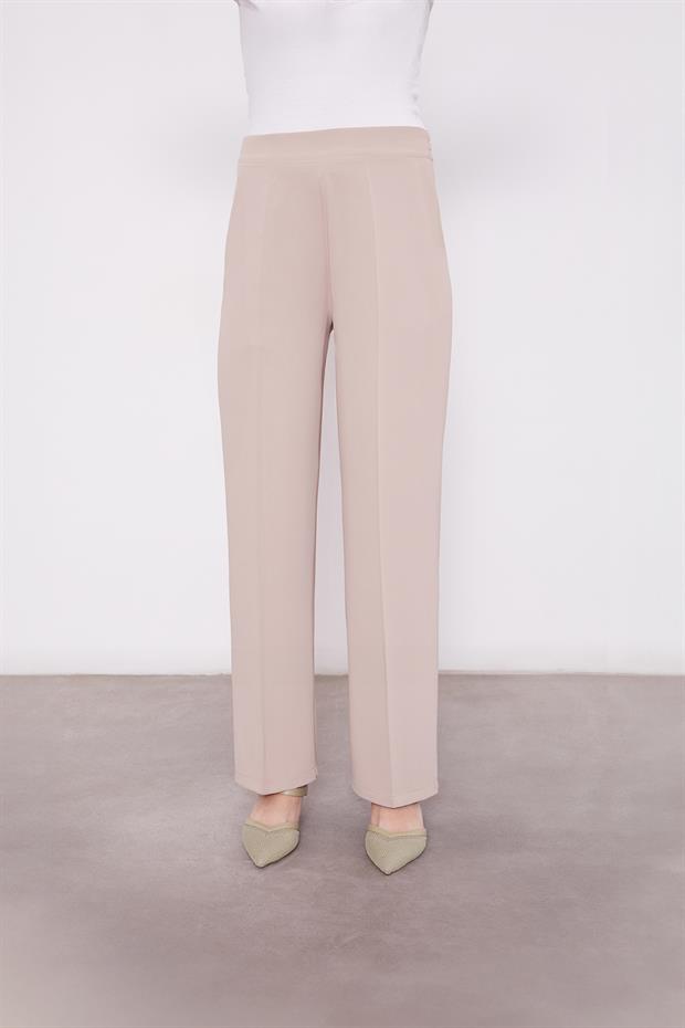 Koyu Bej Gül Taş Detaylı Tunik Takım