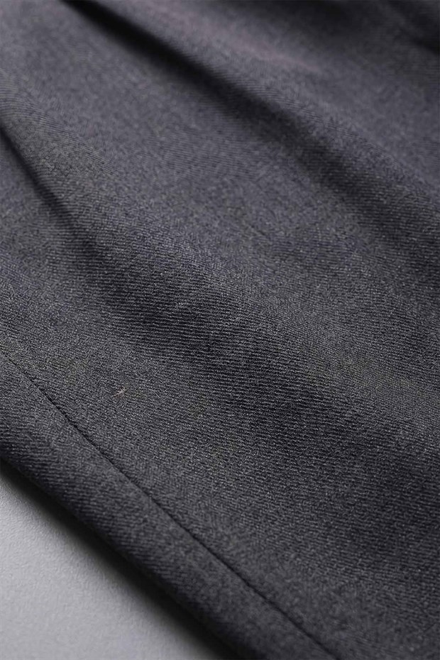 Koyu Gri Çift Pile Dikişli Pantolon