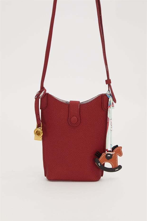 Koyu Kahve Atlı Charm Detaylı Omuz Çantası