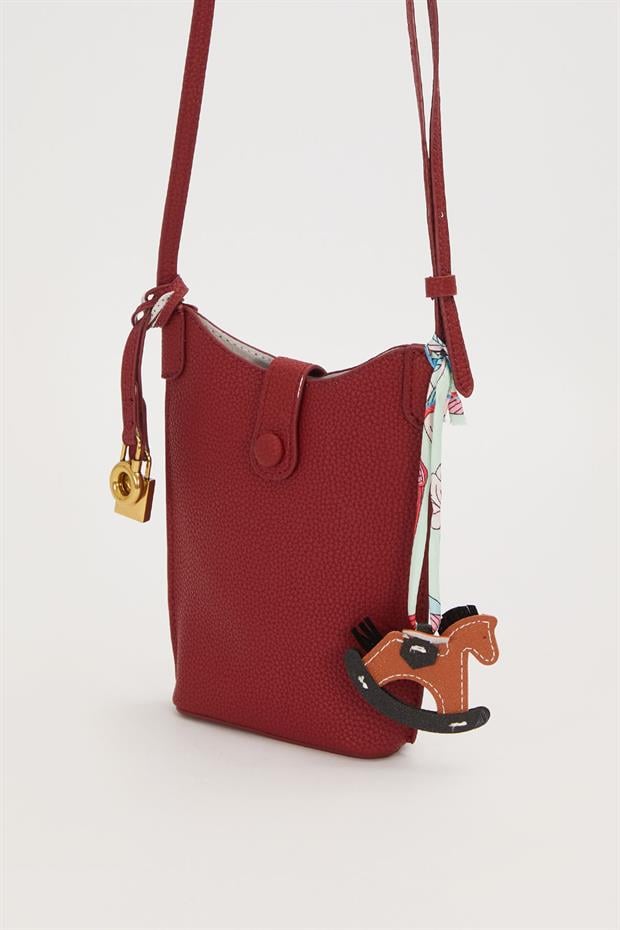 Koyu Kahve Atlı Charm Detaylı Omuz Çantası