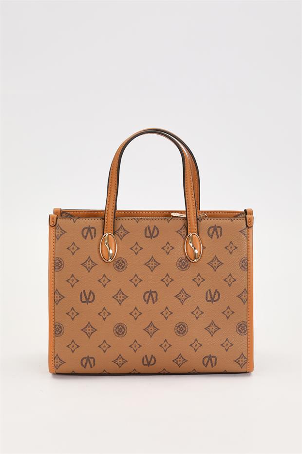 KOYU KAHVE C8 LVD Baskılı El Çantası