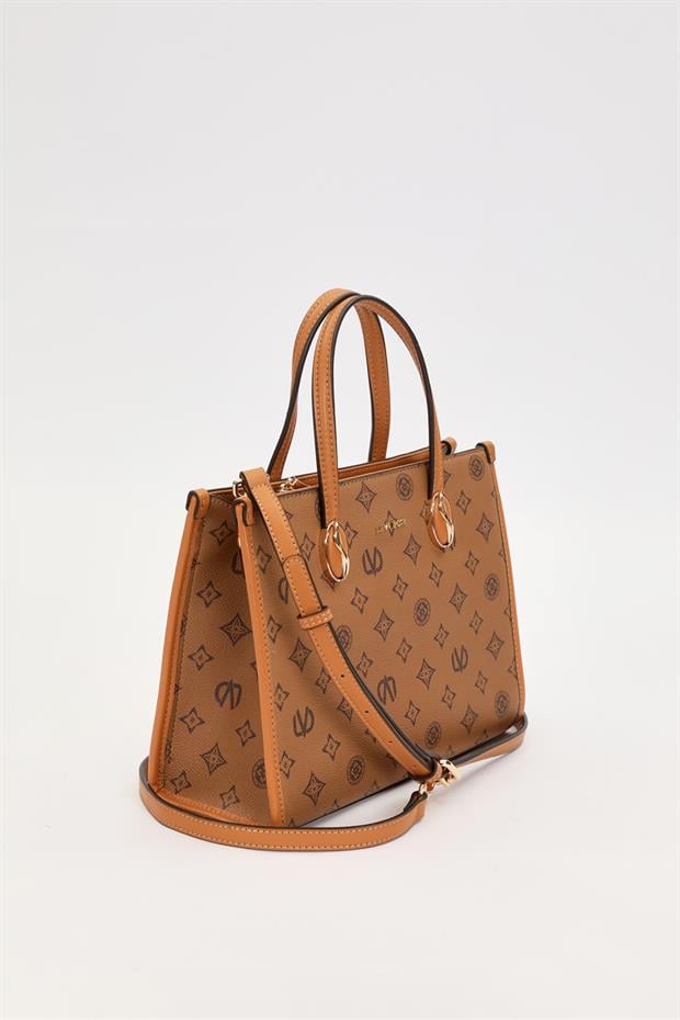 KOYU KAHVE C8 LVD Baskılı El Çantası