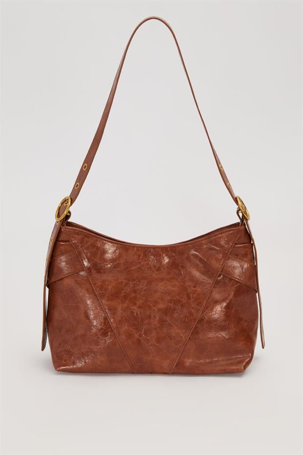 Koyu Kahve Zarf Görünüm Detaylı Omuz Çantası