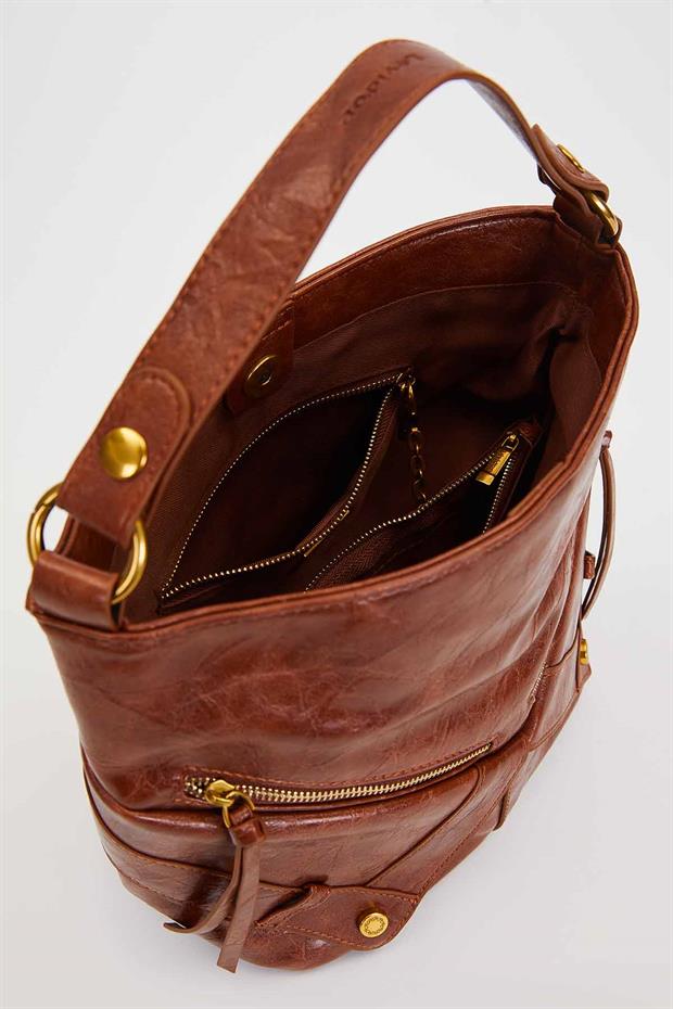 Koyu Kahve Cep Görünümlü El Çantası