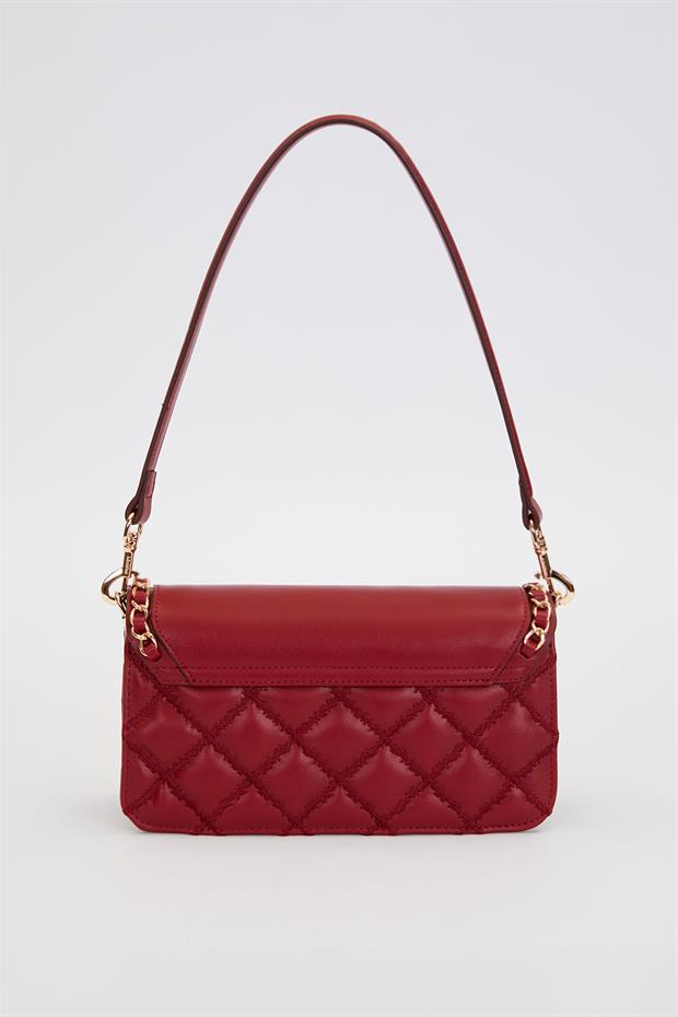 Koyu Kahve Çift Askılı Kapitone Omuz Çantası