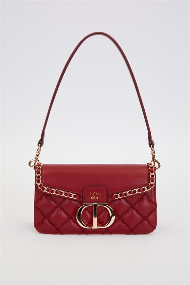 Koyu Kahve Çift Askılı Kapitone Omuz Çantası