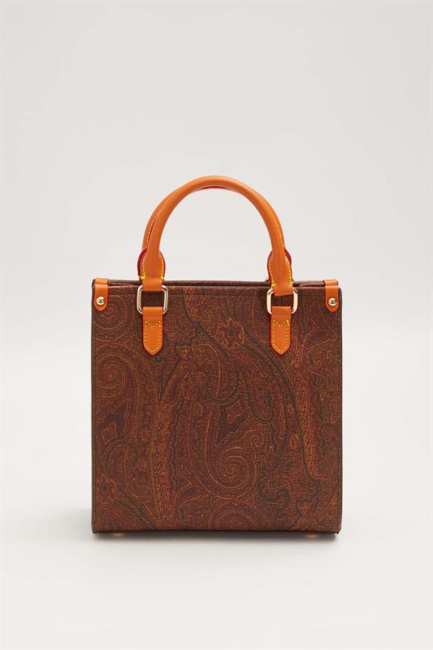 Koyu Kahve Etnik Desenli El Çantası