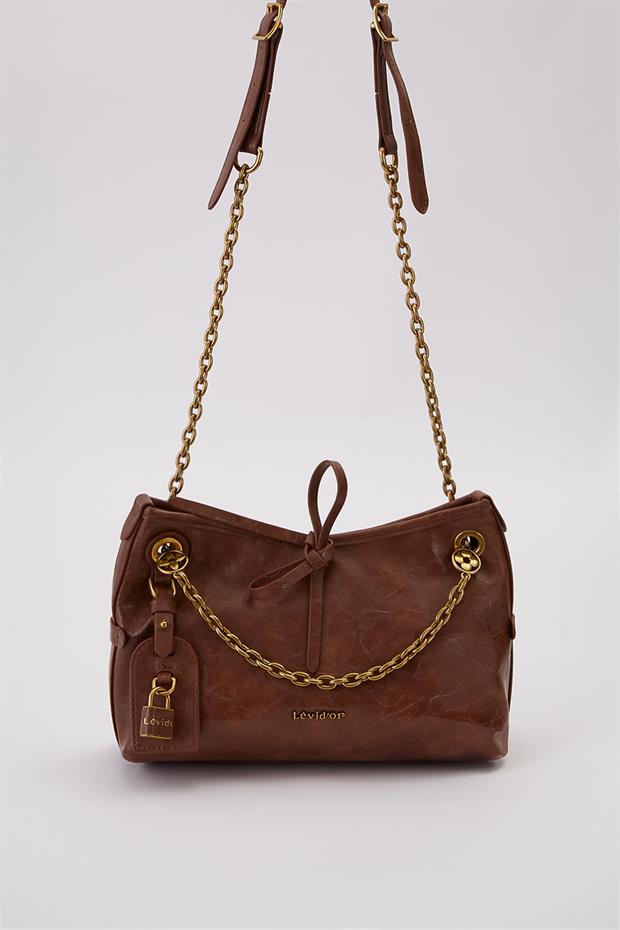 KOYU KAHVE Fiyonk Model Omuz Çantası