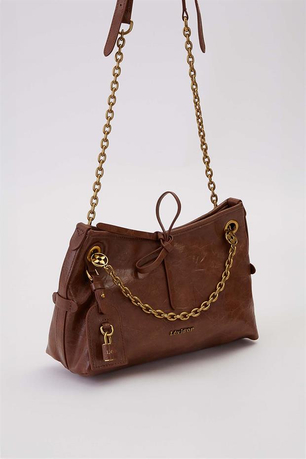 KOYU KAHVE Fiyonk Model Omuz Çantası