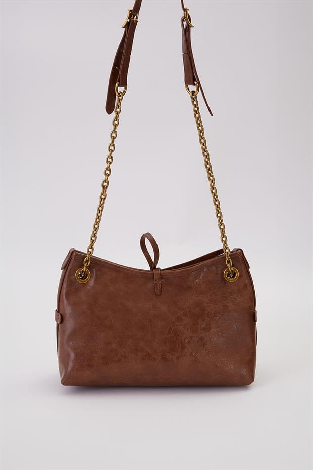 KOYU KAHVE Fiyonk Model Omuz Çantası