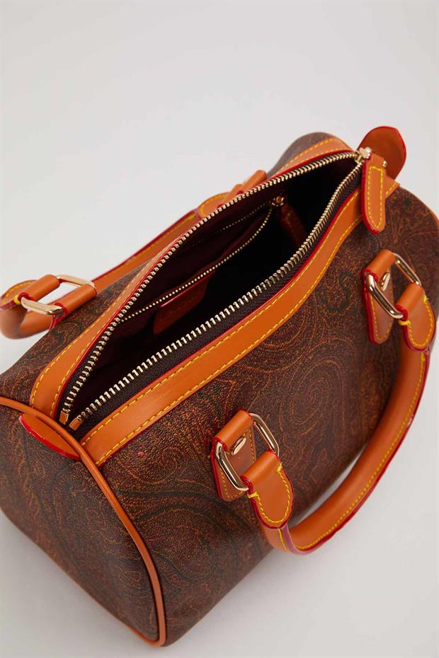 KOYU KAHVE Motif Desenli Kutu El Çantası