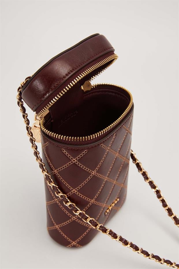 KOYU KAHVE Silindir Form Kapitone Omuz Çantası