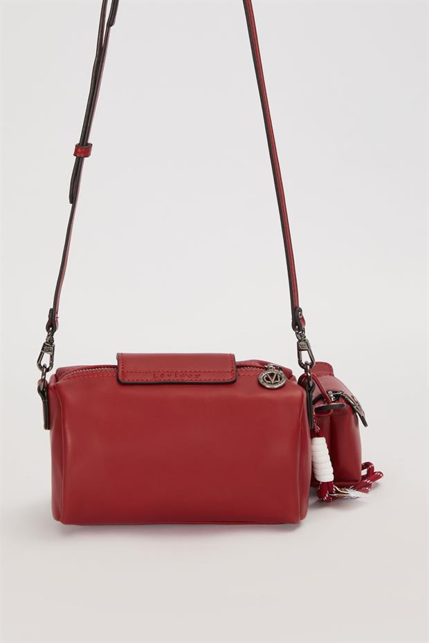 Koyu Kahve Silindir Model Charm Detaylı Omuz Çantası