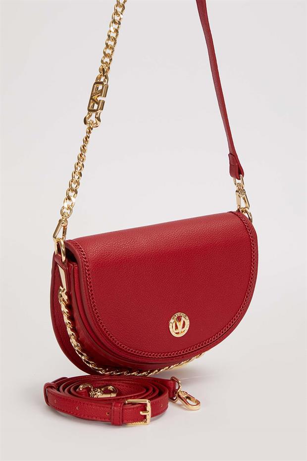 Koyu Kahve Yarım Ay Model Zincir Detay Omuz Çantası