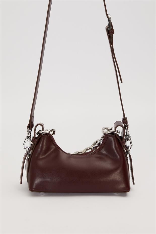 KOYU KAHVE Zincir Halka Detaylı Omuz Çantası
