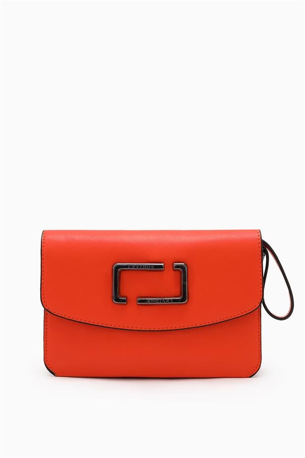 Koyu Mor Metal Logolu Omuz Çantası