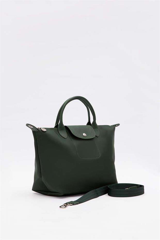 KOYU YEŞİL C12 9604 Deri Kapaklı Omuz Çantası