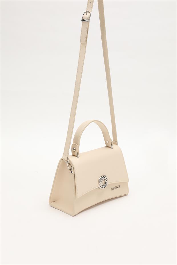 Krem Asimetrik El Çantası