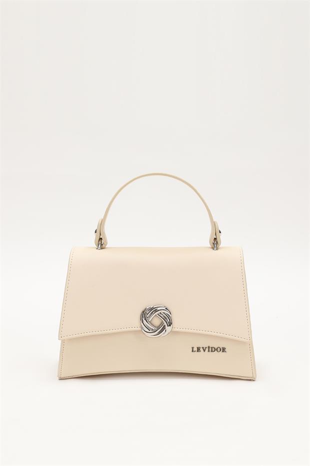 Krem Asimetrik El Çantası