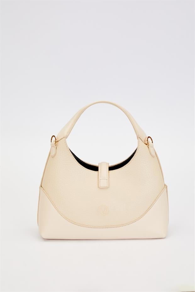 Krem Askı Kilit Detaylı Omuz Çantası