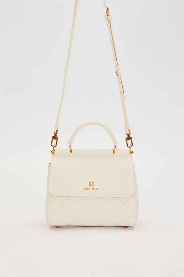 Krem Ayarlanabilir Askılı Kapitone Omuz Çantası