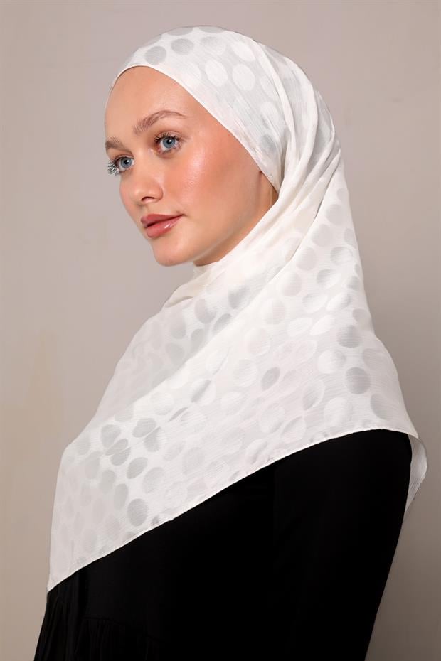 Krem Benek Desenli Jakar Capri Şal