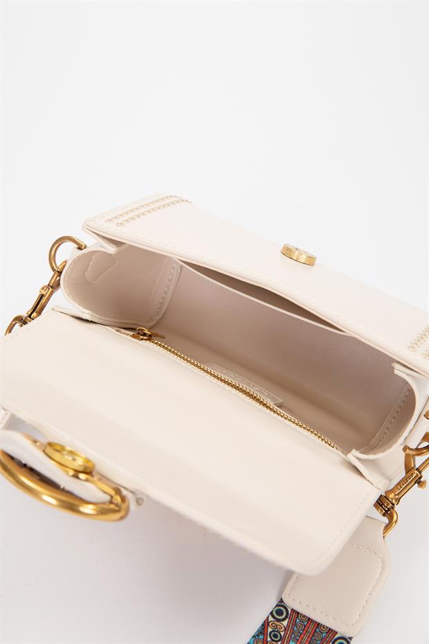 Krem Benek Detay Omuz Çantası