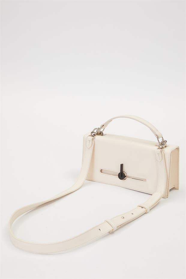 Krem Çevirmeli Kilitli Omuz Çantası