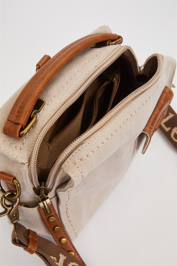 Krem Çift Askı Kullanımlı El Çantası