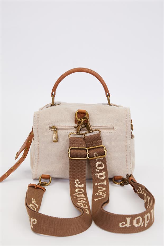 Krem Çift Askı Kullanımlı El Çantası