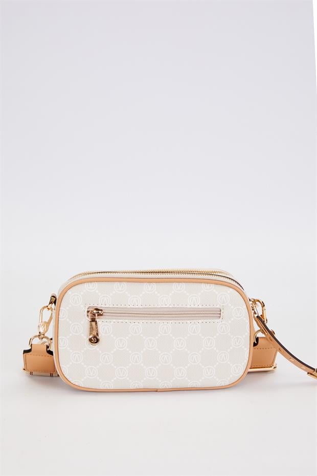 Krem Çift Bölmeli Kalın Askılı Omuz Çantası