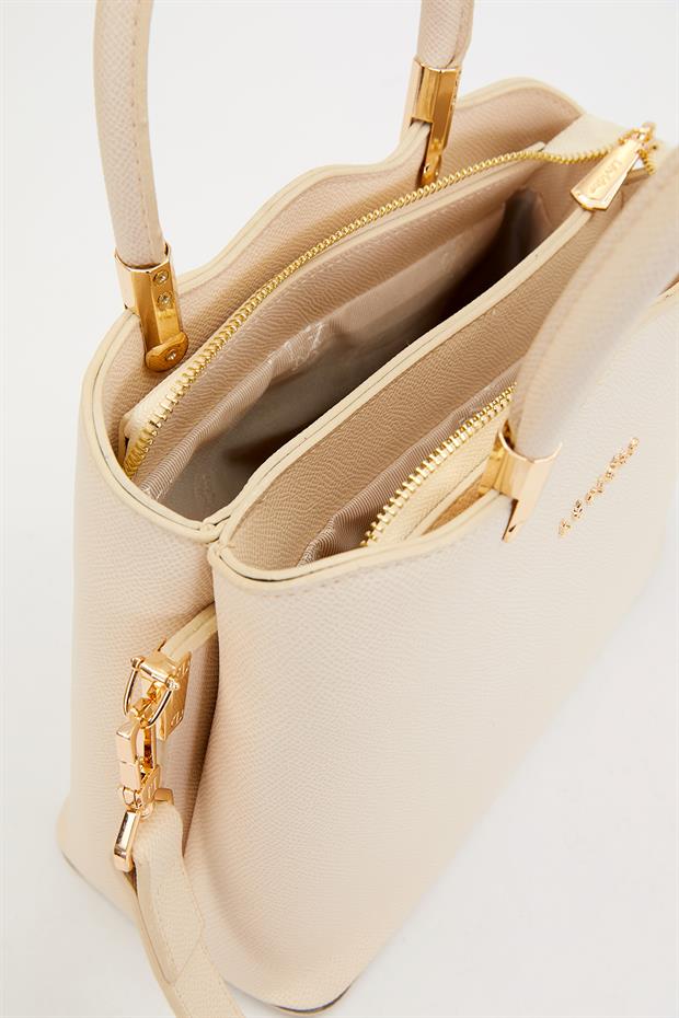 Krem Dalga Kenar El Çantası