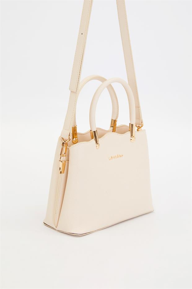 Krem Dalga Kenar El Çantası