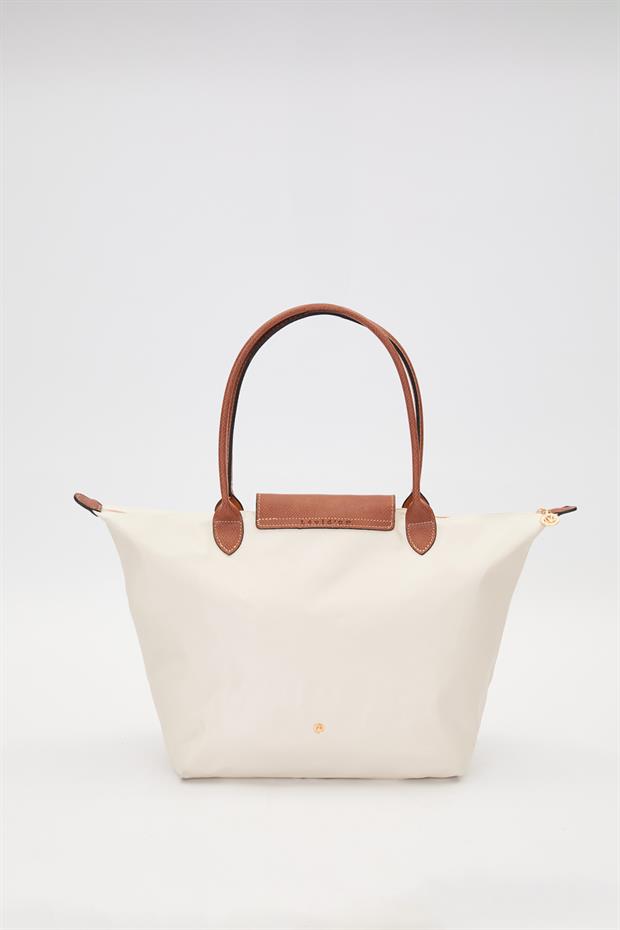 Krem Deri Askılı Tote Omuz Çantası