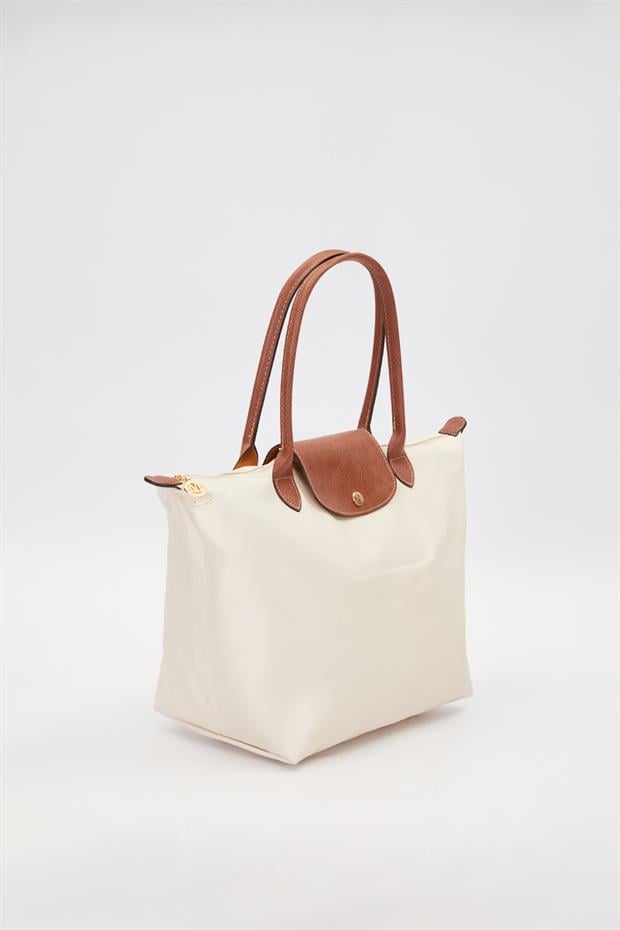 Krem Deri Askılı Tote Omuz Çantası