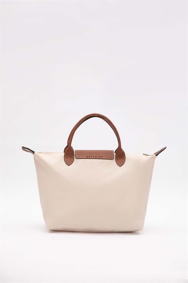 Krem Deri Kapaklı Omuz Çantası