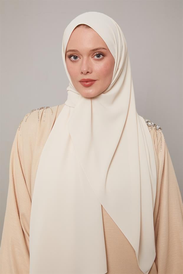 Krem Dokulu Tensel Şal