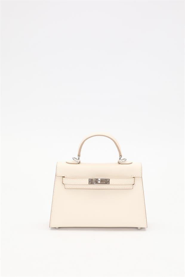 Krem Döndürme Kilitli El Çantası