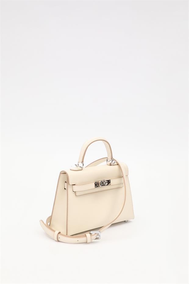 Krem Döndürme Kilitli El Çantası