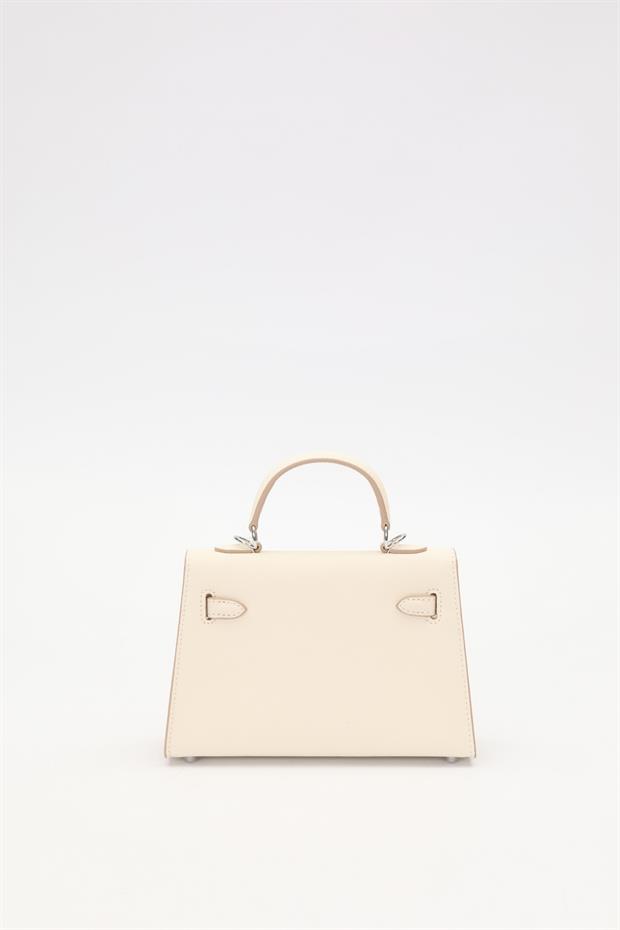 Krem Döndürme Kilitli El Çantası