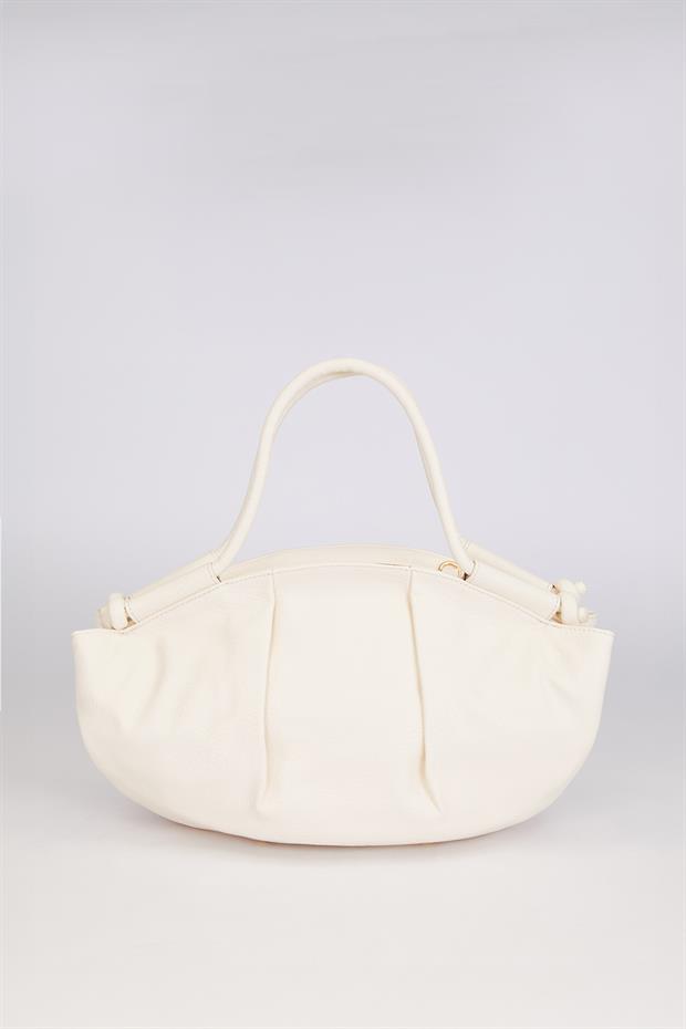 Krem Düğüm Askı Detaylı Omuz Çantası
