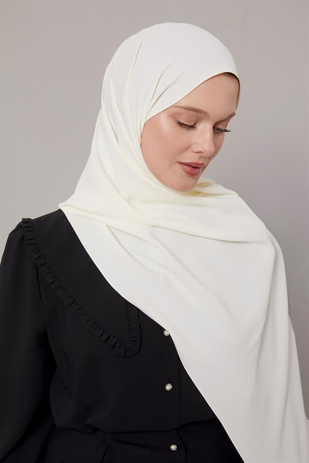 Krem Düz Trend Şal
