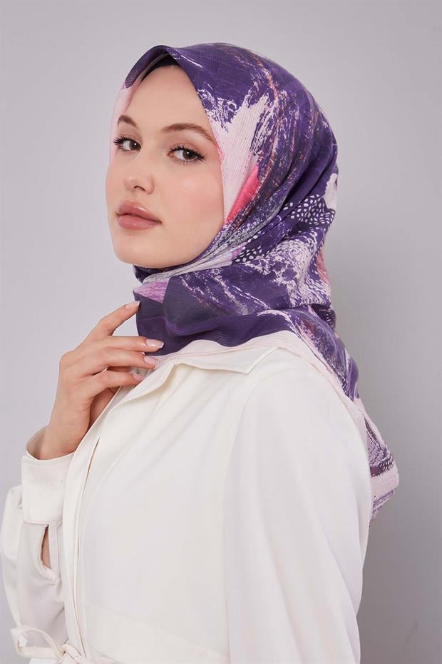 Krem Fırça Desen Pamuk Eşarp