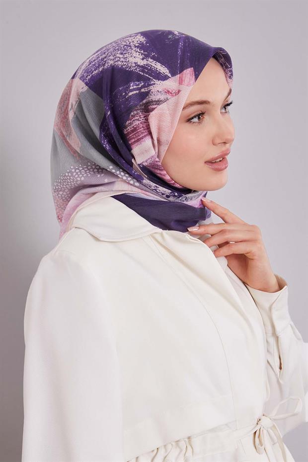 Krem Fırça Desen Pamuk Eşarp