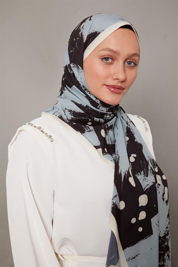 Krem Fırça İzi Desenli Elegance Şal