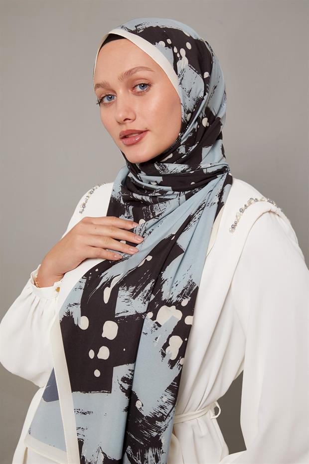 Krem Fırça İzi Desenli Elegance Şal