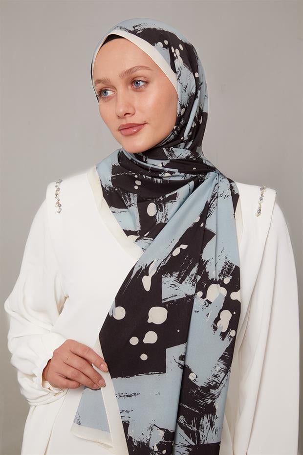 Krem Fırça İzi Desenli Elegance Şal